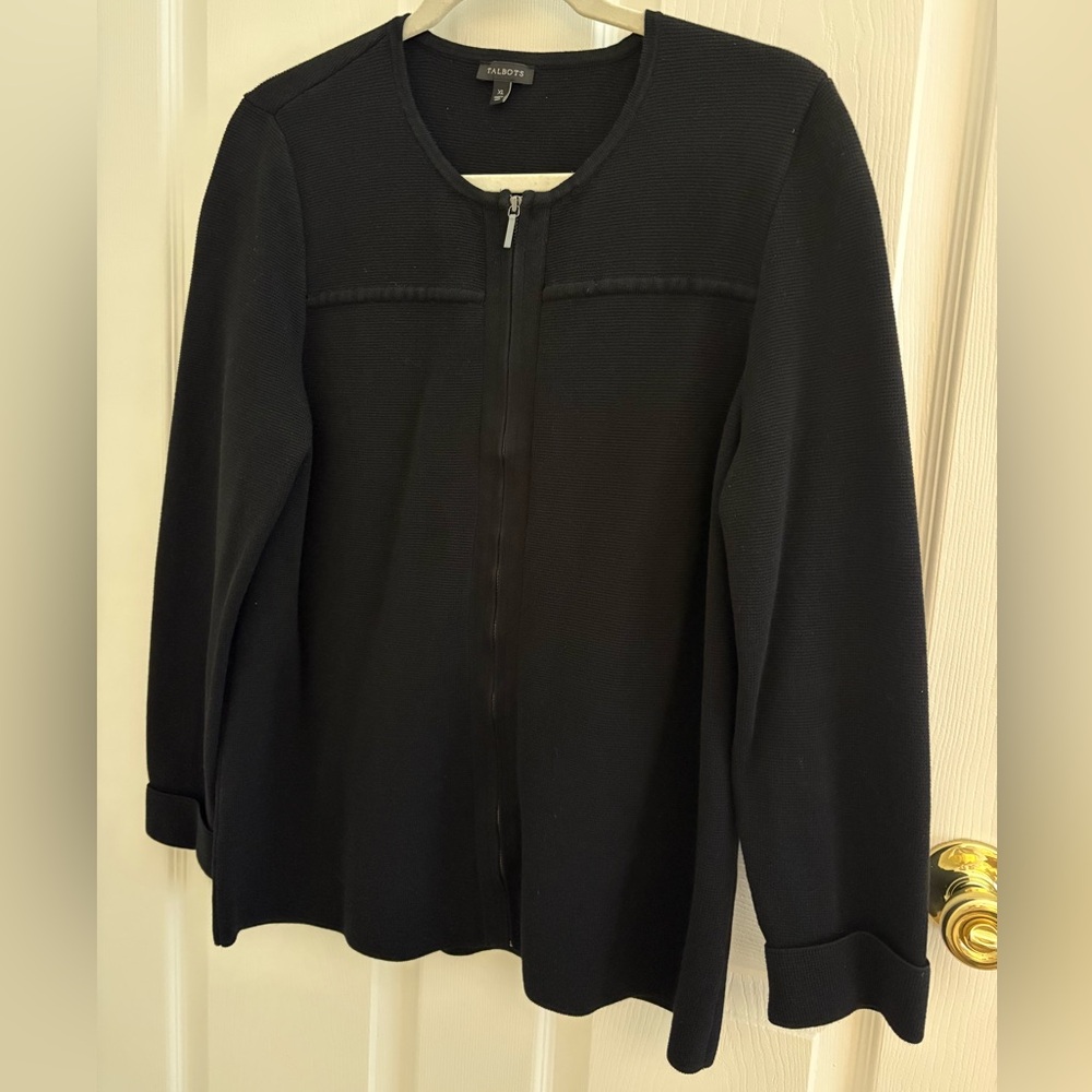 TALBOTS Sweater Jacket Size XL Black